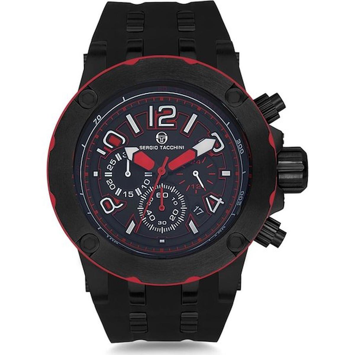 Sergio Tacchini ST.9.108.01 Takvimli 50 mm Siyah Silikon Kordon Analog Erkek Kol Saati