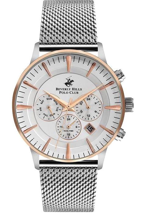 Beverly Hills Polo Club BP3120X530 Takvimli 45 mm Çelik-Hasır Kordon Analog Erkek Kol Saati