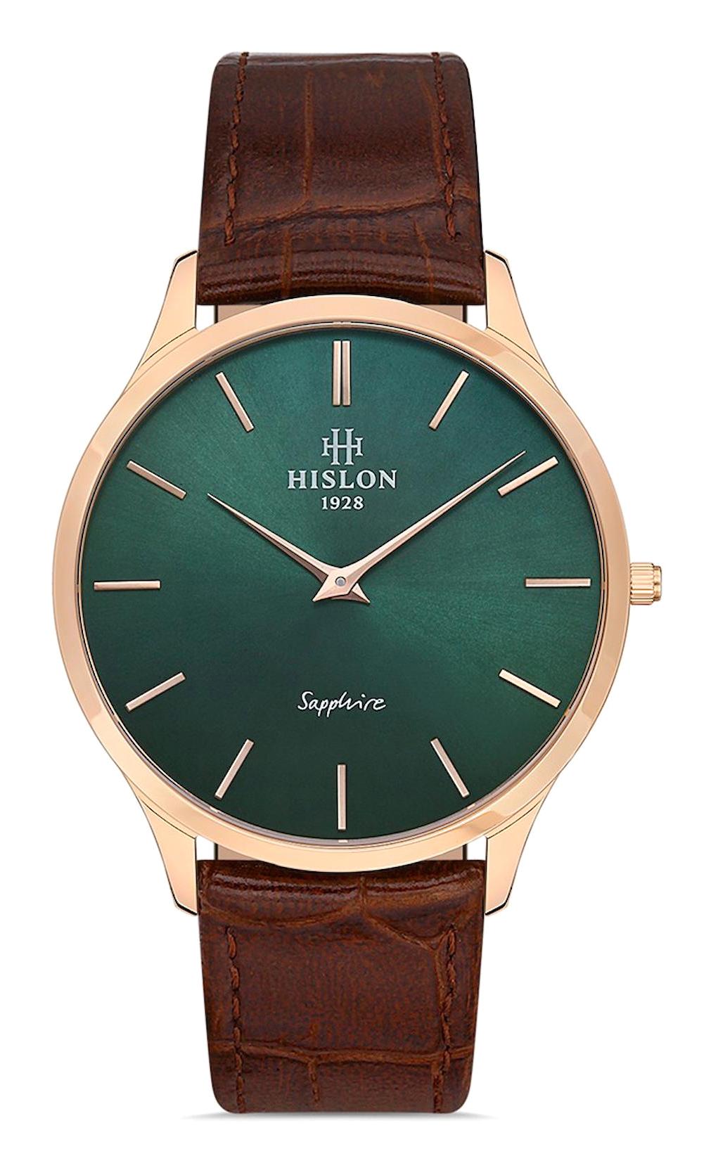 Hislon CL135R-15KR 40 mm Kahverengi Deri Kordon Analog Erkek Kol Saati