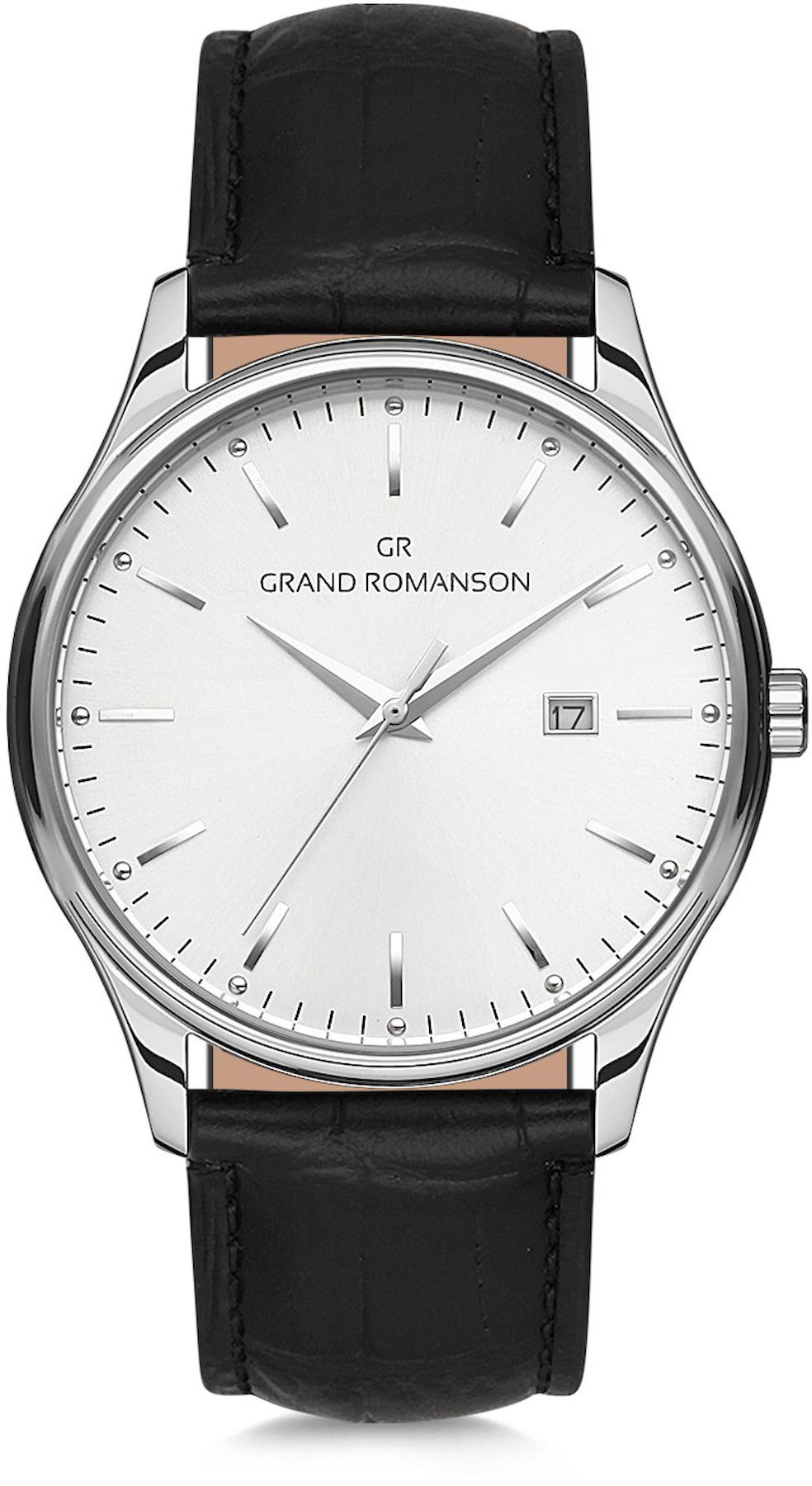 Romanson GR.1.AG1181.01 Takvimli 42 mm Siyah Deri Kordon Analog Kol Saati