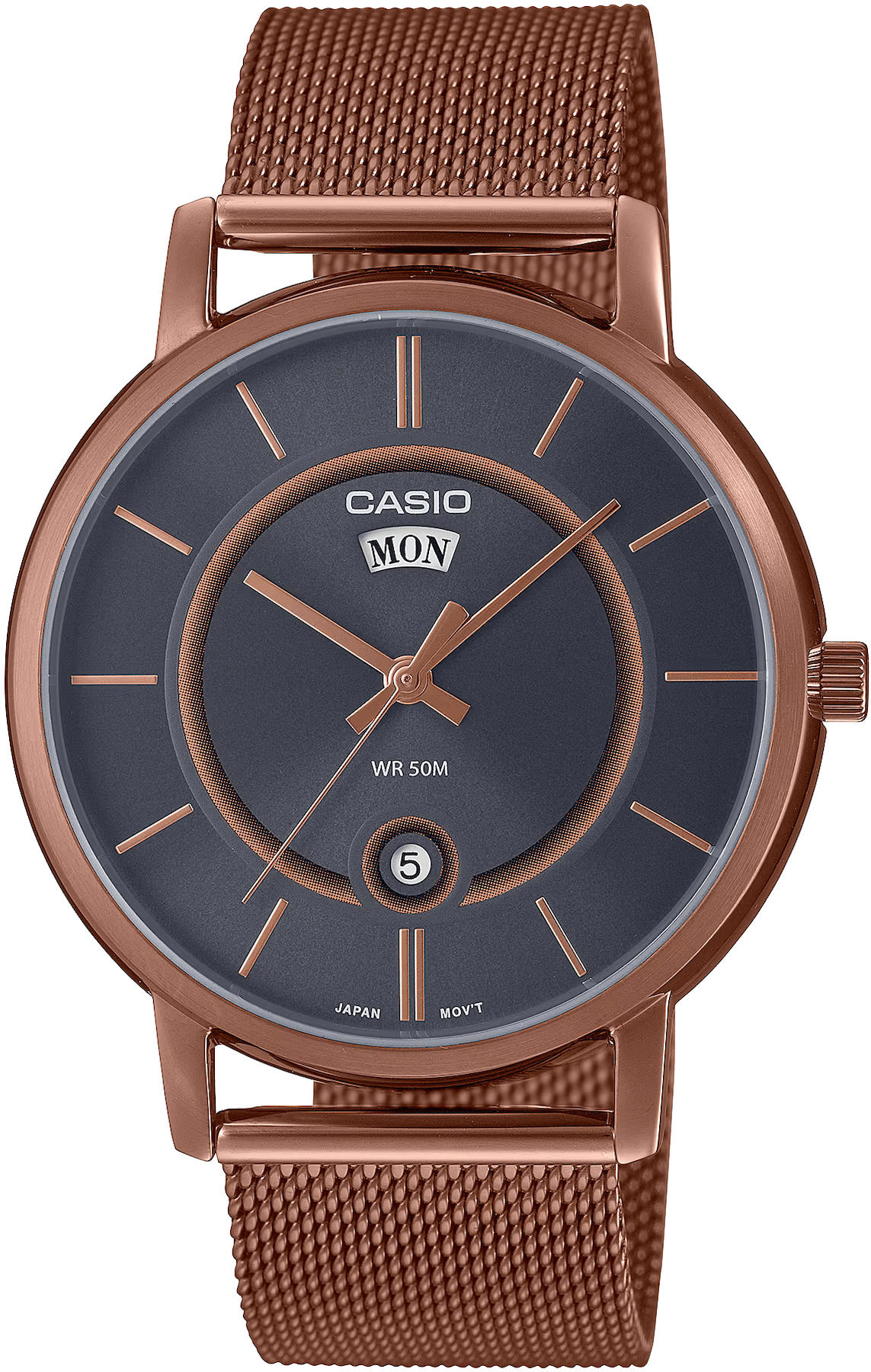 Casio MTP-B120MR-8A Takvimli 41 mm Kahverengi Çelik Kordon Analog Kol Saati