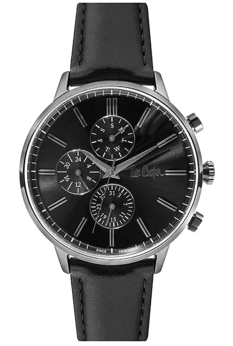 Lee Cooper LC06970.051 Takvimli Siyah Deri Kordon Analog Kol Saati
