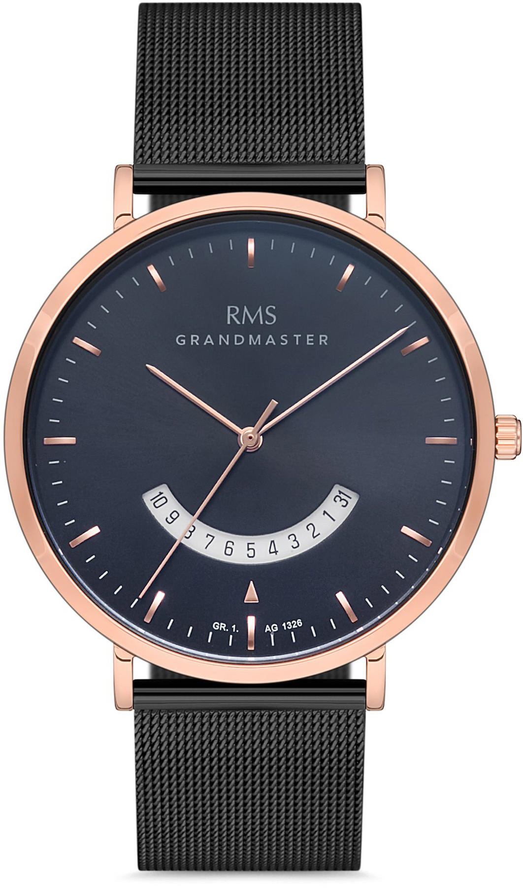 Romanson GR.1.AG1326.06 Takvimli 43 mm Siyah Hasır Kordon Analog Kol Saati