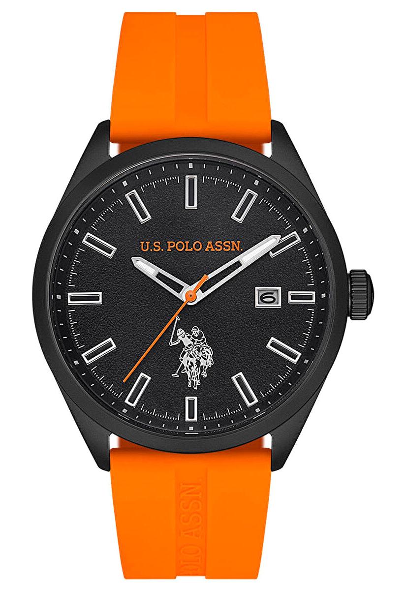 U.S. Polo Assn USPA1068-02 Takvimli 43 mm Turuncu Silikon Kordon Analog Erkek Kol Saati