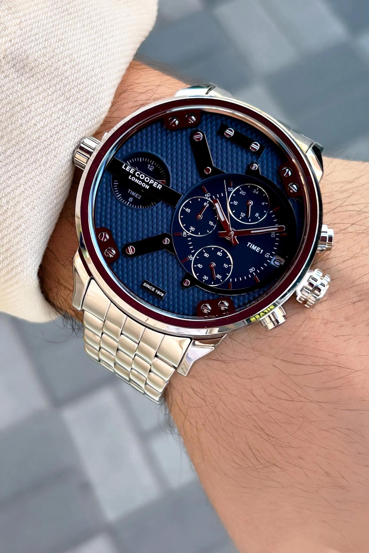 Lee Cooper LC07492.390 Su Geçirmez Takvimli 44 mm Çelik Kordon Analog Erkek Kol Saati