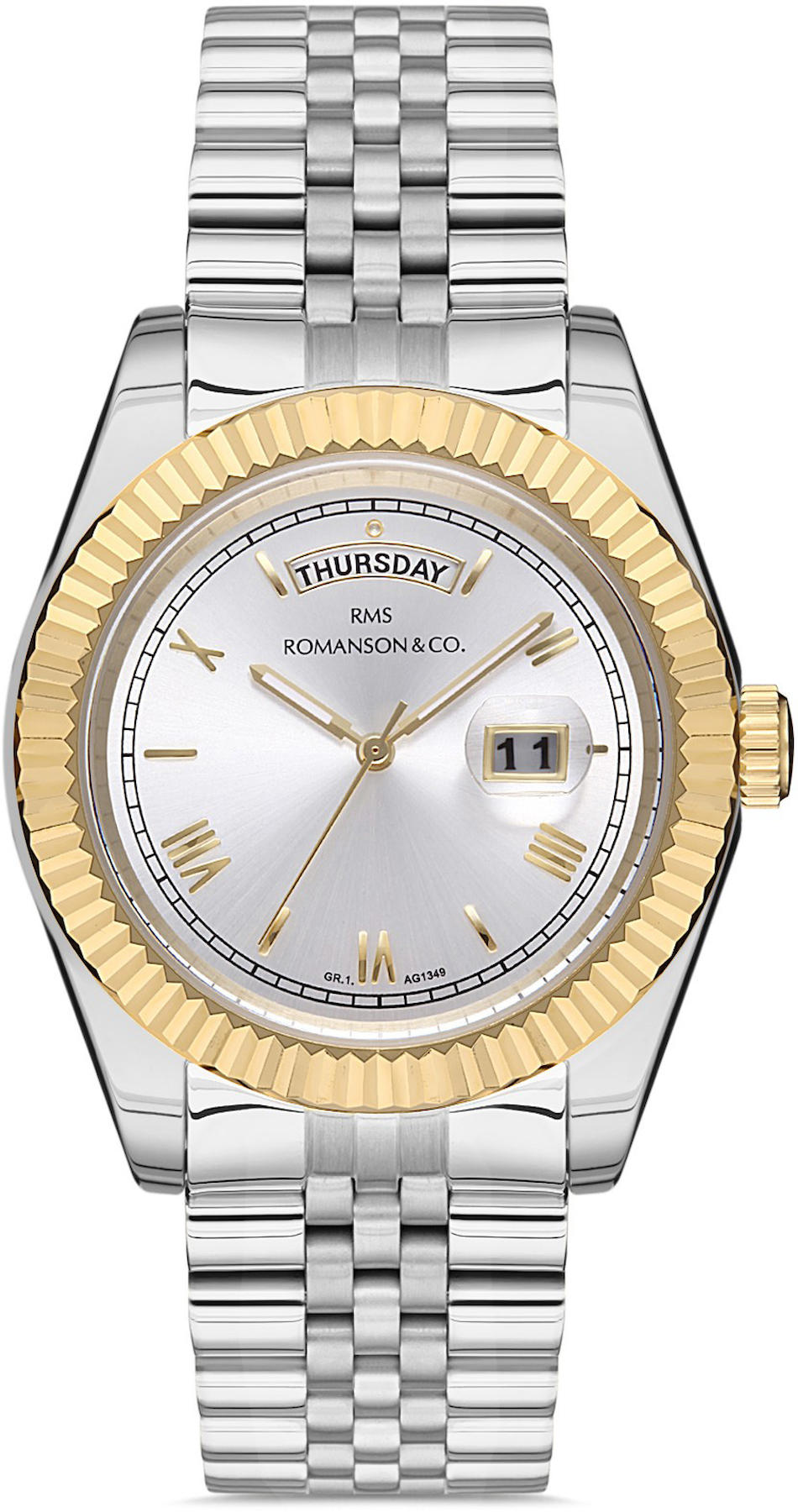 Romanson RMS.1.AG1349.02 Takvimli 42 mm Çelik Kordon Analog Kol Saati