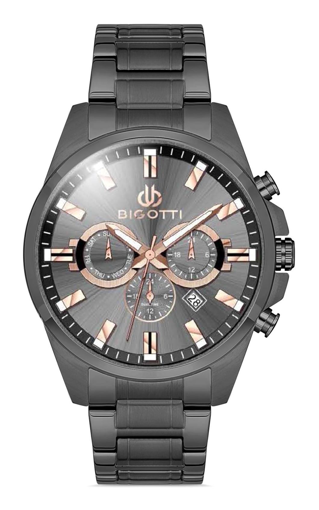 Bigotti BG.1.10281.2 Takvimli 43 mm Füme Çelik Kordon Analog Erkek Kol Saati