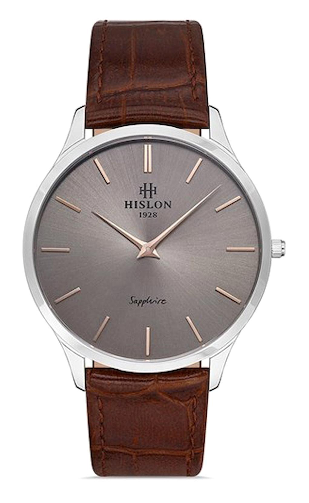 Hislon CL135S-05BR 40 mm Kahverengi Deri Kordon Analog Erkek Kol Saati