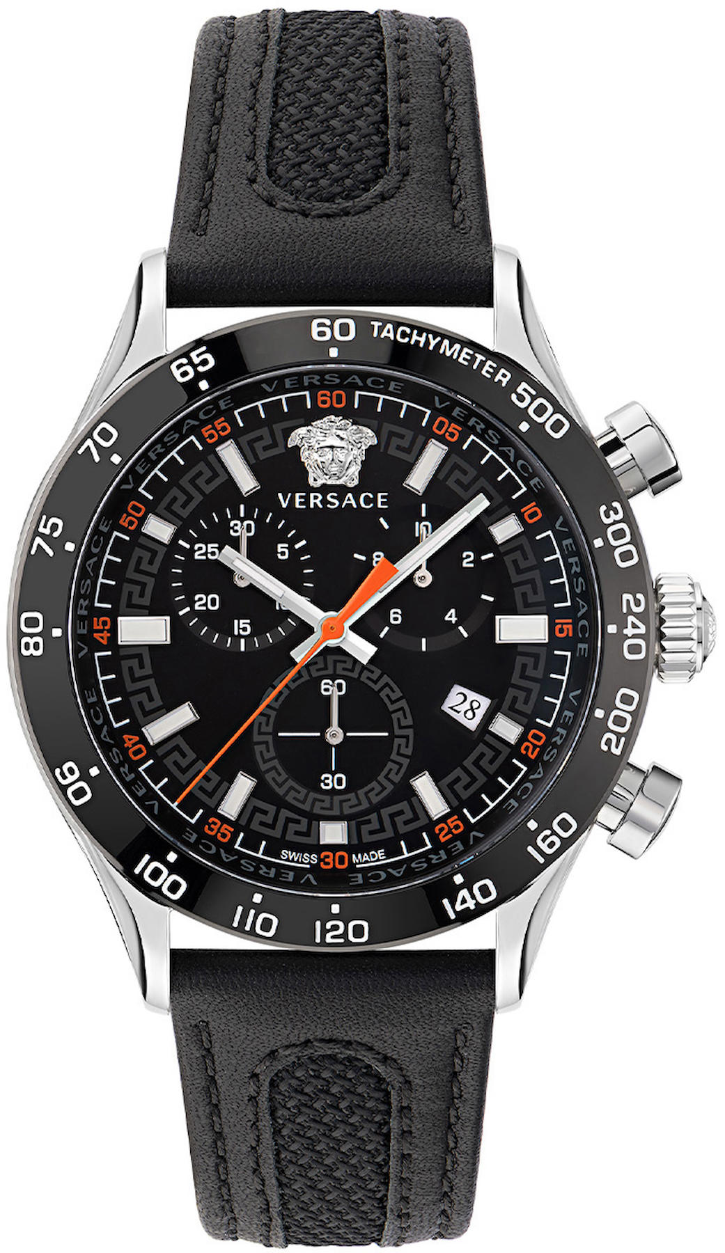 Versace VRSCVE2U00122 Takvimli 44 mm Gri Deri Kordon Analog Kol Saati