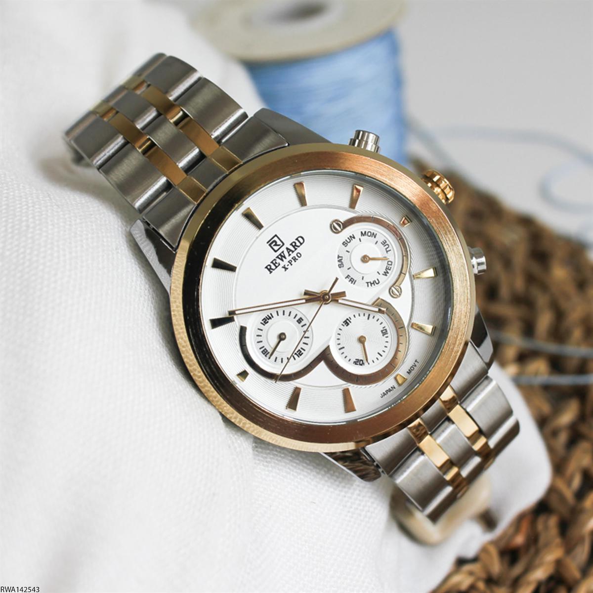 Reward RWA142543 Takvimli 45 mm Altın-Çelik Kordon Analog Erkek Kol Saati