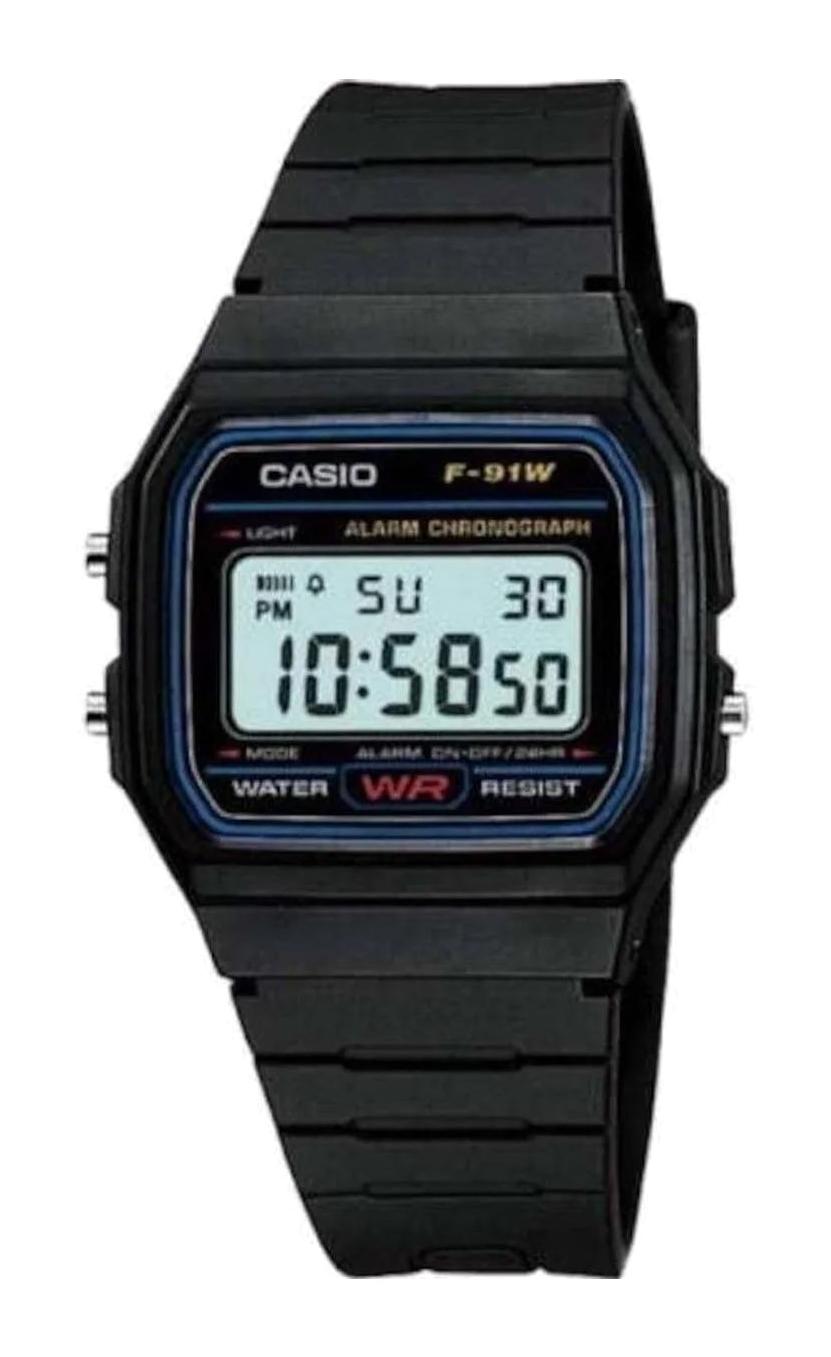 Casio F-91 Takvimli Siyah Silikon Kordon Dijital Kol Saati