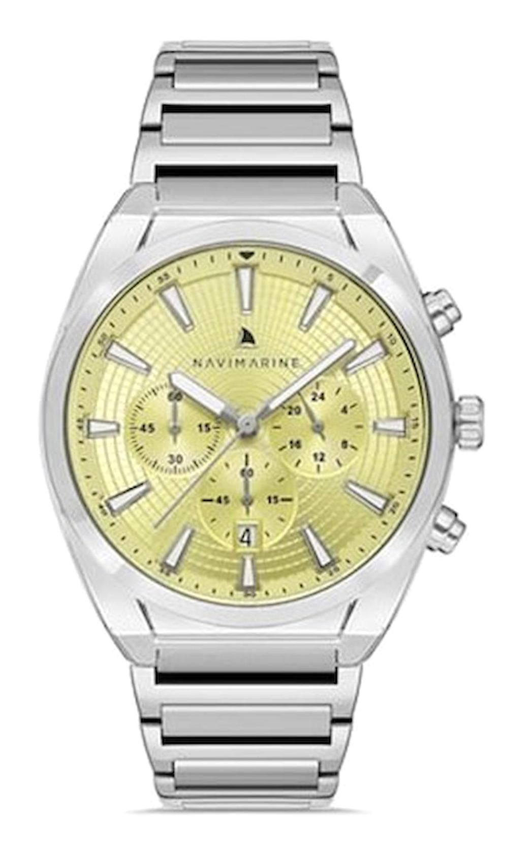 Navimarine NVM64-A12 Takvimli 44 mm Çelik Kordon Analog Kol Saati
