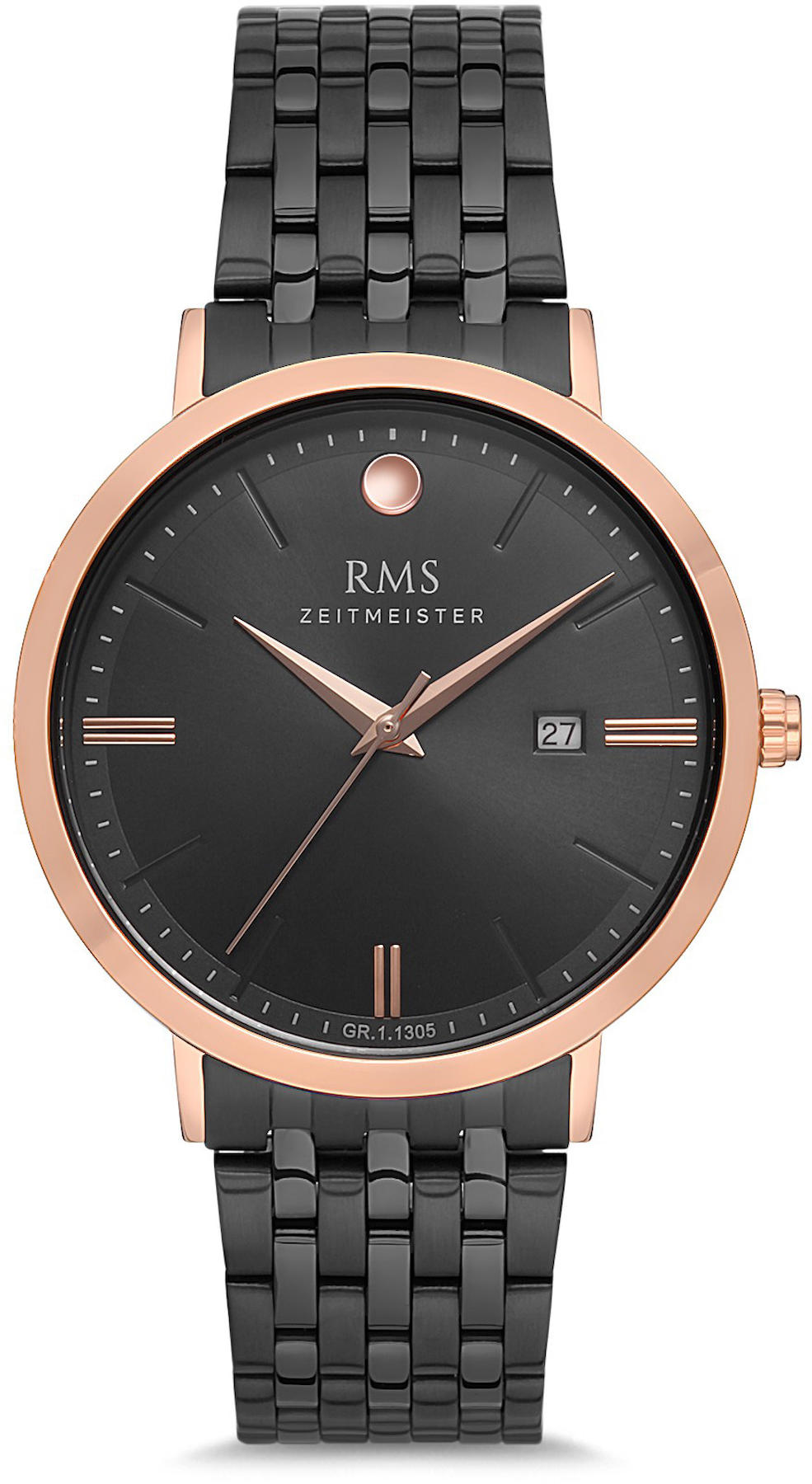 Romanson GR.1.AG1305.14 Takvimli 41 mm Siyah Çelik Kordon Analog Kol Saati