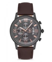 Santa Barbara Polo & Racquet Club SB.1.10179.3 Takvimli Kahverengi Metal Kordon Analog Erkek Kol Saati