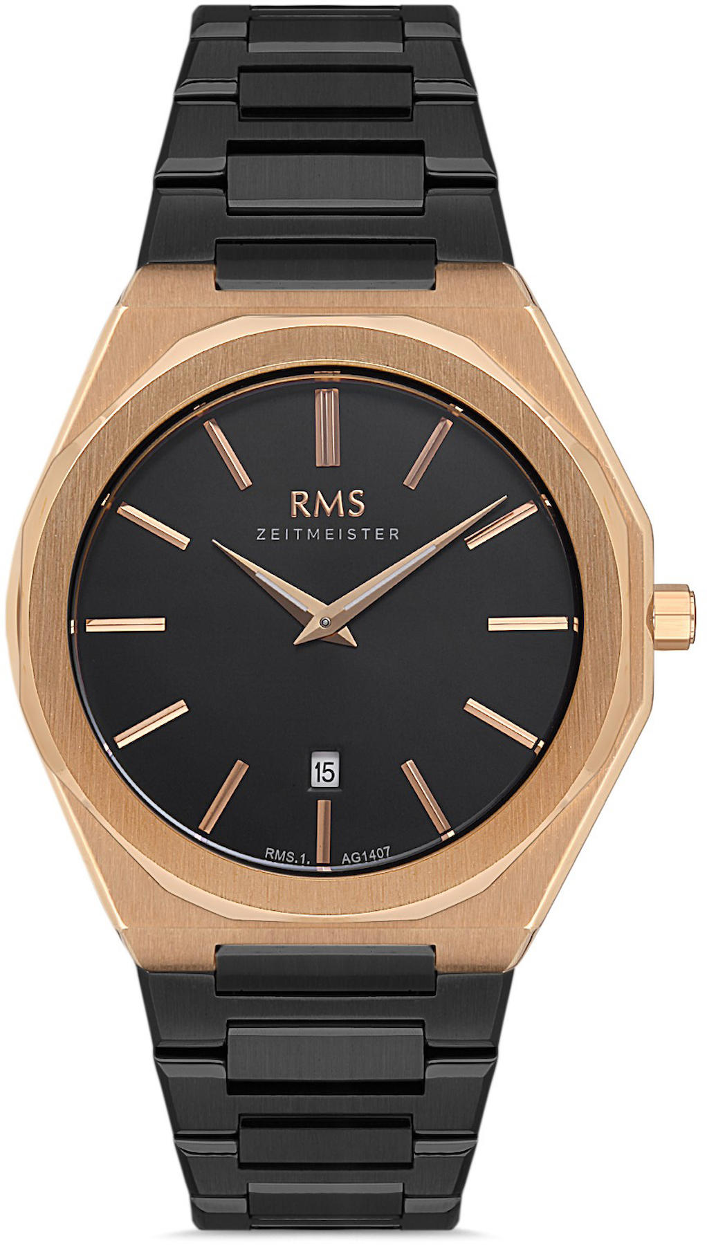 Romanson RMS.1.AG1407.07 Takvimli 41 mm Siyah Çelik Kordon Analog Kol Saati