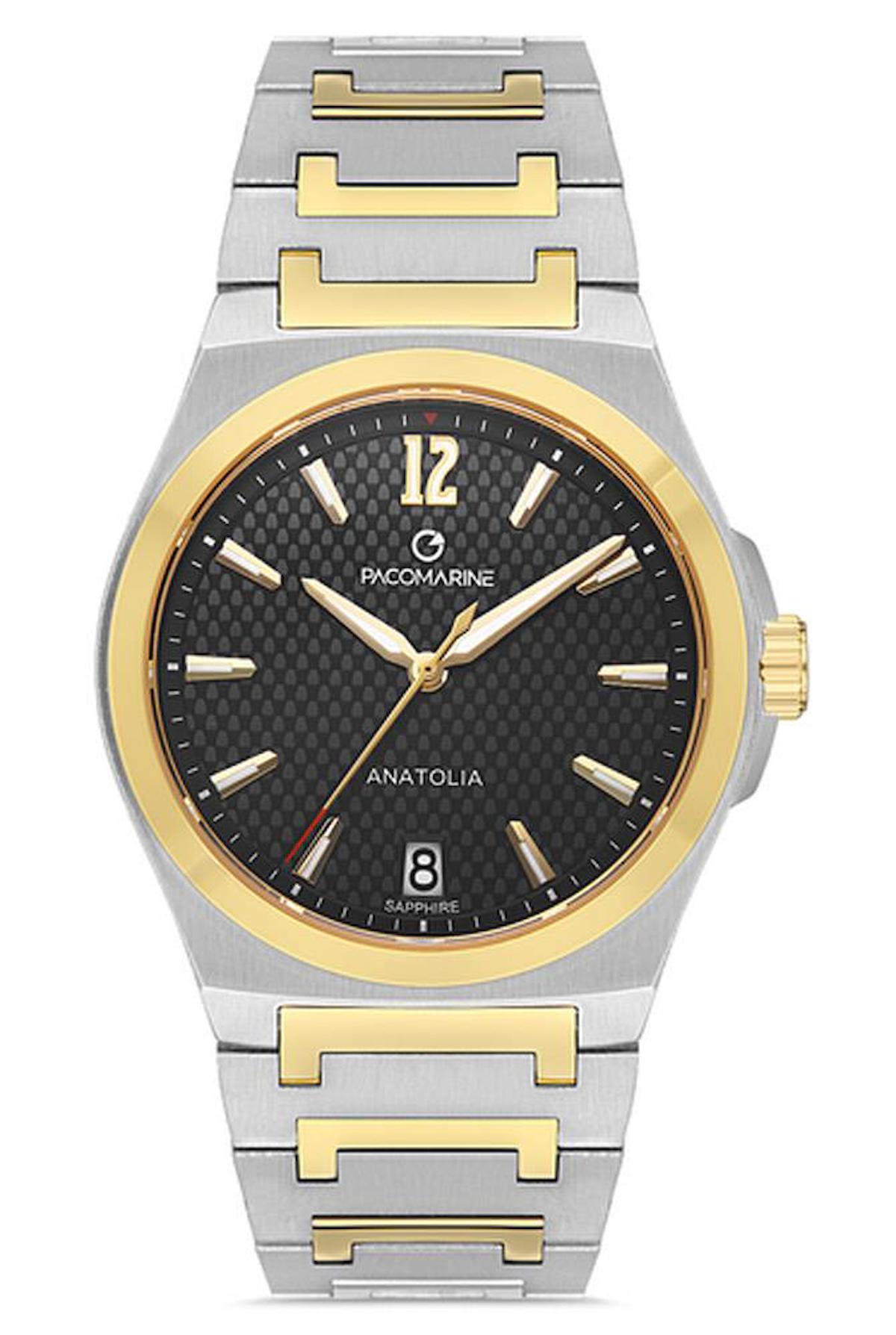 Pacomarine PM.22001.07 Takvimli 41 mm Altın-Çelik Kordon Analog Erkek Kol Saati
