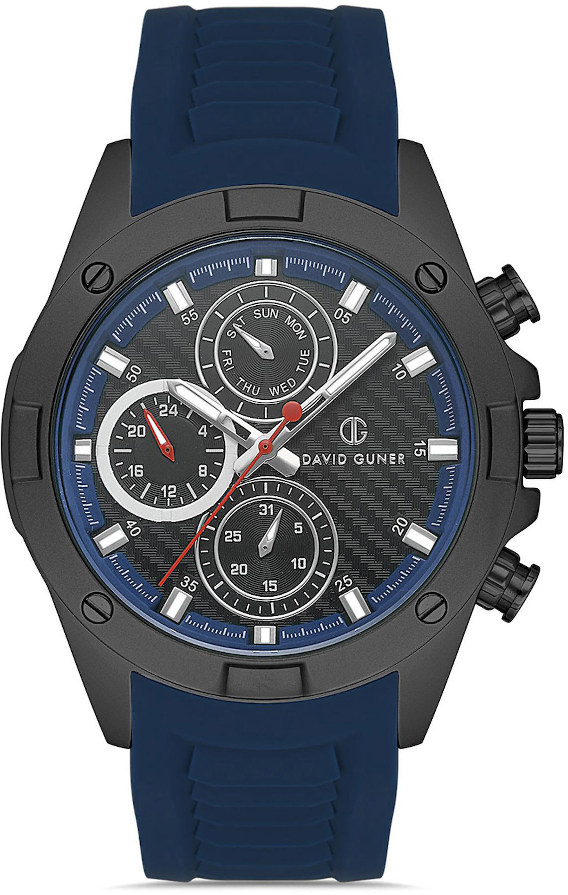 David Guner DG-8609GD-ZA9 Takvimli 42 mm Lacivert Metal Kordon Analog Kol Saati