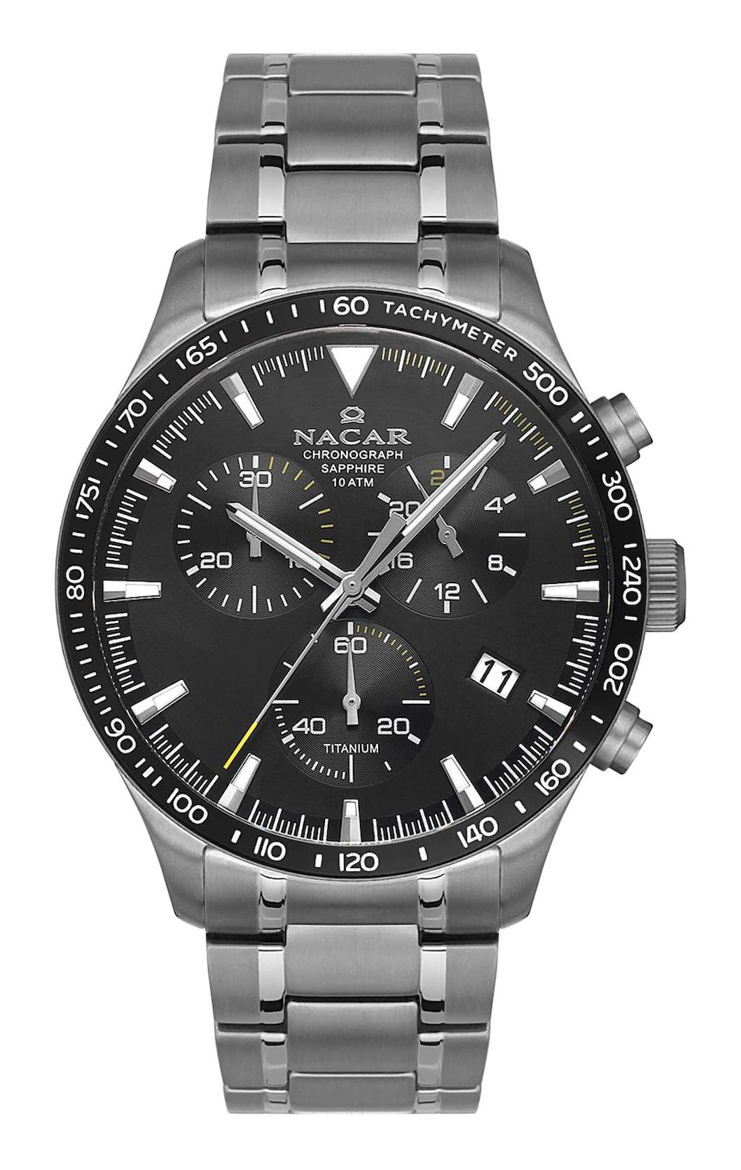 Nacar 3425B019TBSM Takvimli 44 mm Antrasit Çelik Kordon Analog Kol Saati