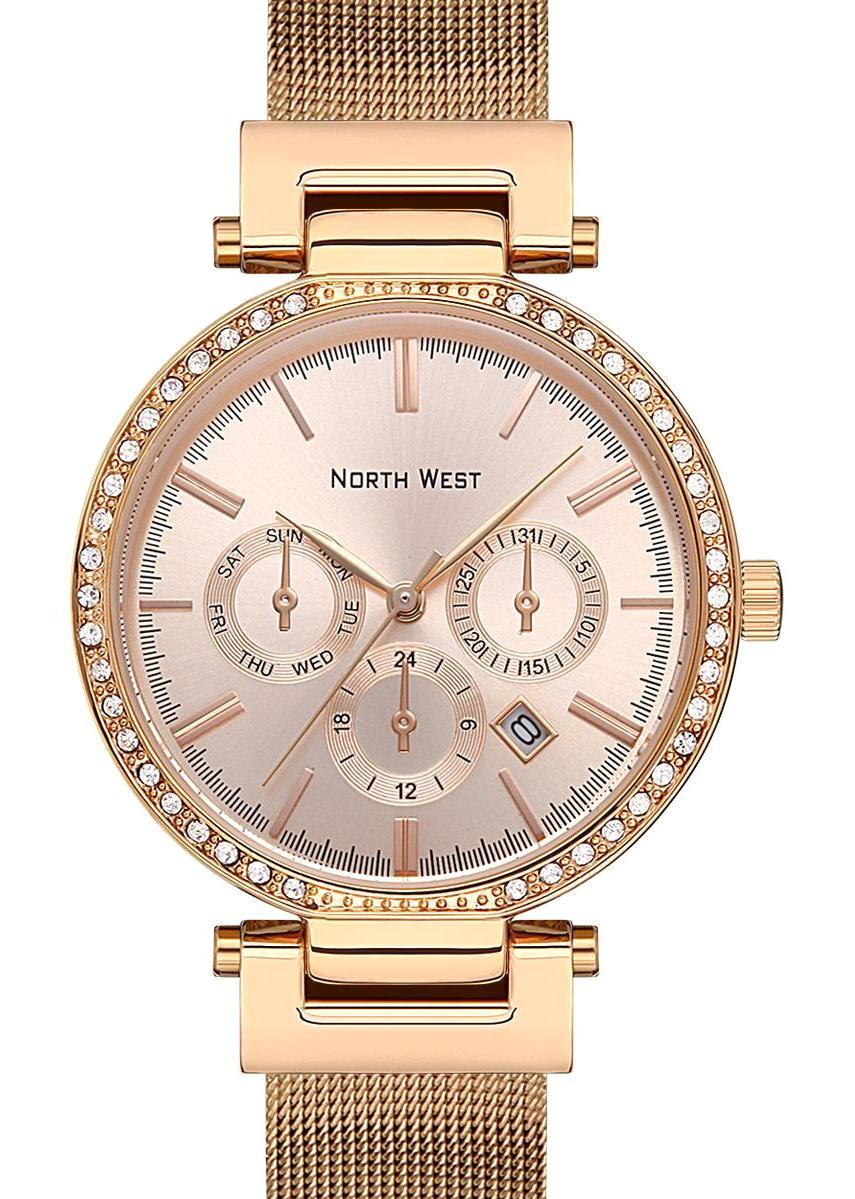 Northwest NW-2117-G Takvimli 41-45 mm Rose Gold Hasır Kordon Analog Kol Saati