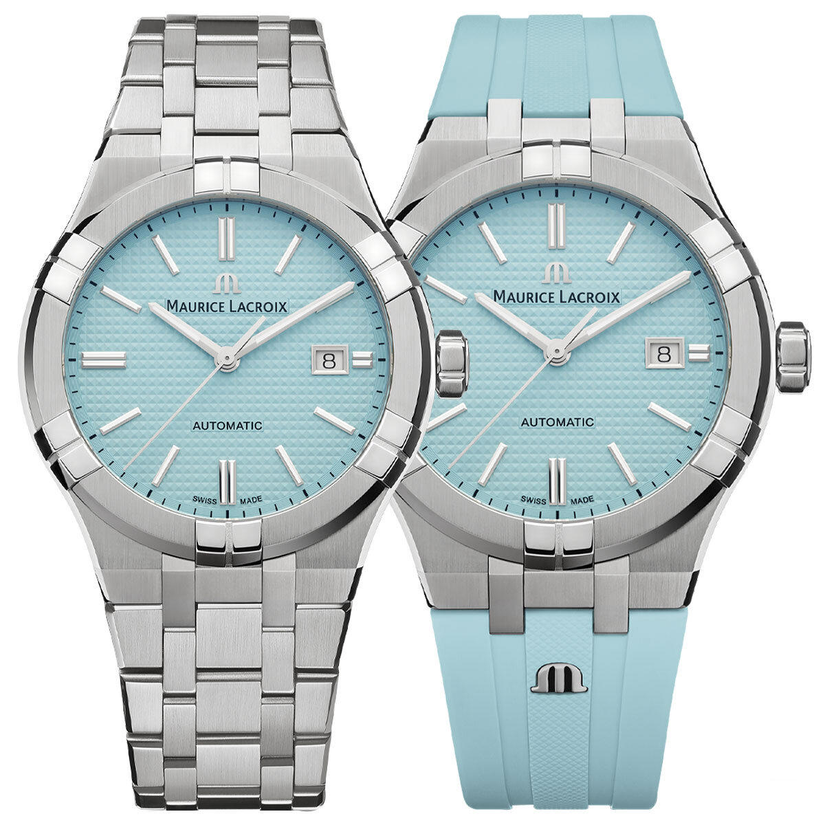 Maurice Lacroix AI6008SS00F431-C Takvimli 42 mm Gri-Turkuaz Kanvas Kordon Analog Erkek Kol Saati