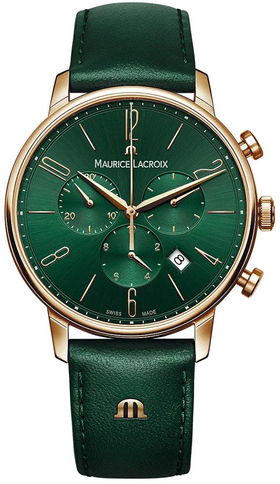 Maurice Lacroix EL1098PVP01620-5 Takvimli 40 mm Yeşil Deri Kordon Analog Erkek Kol Saati