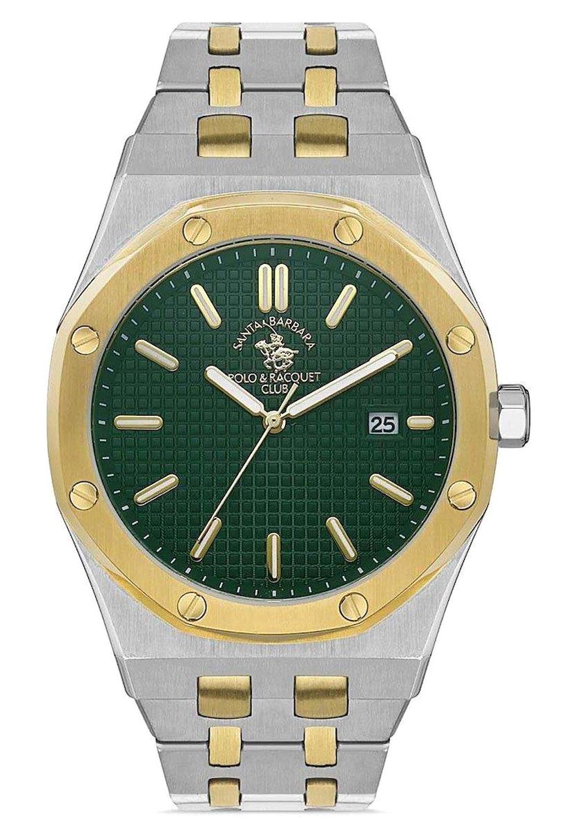Santa Barbara Polo & Racquet Club SB.1.10464.4 Takvimli Altın-Çelik Kordon Analog Erkek Kol Saati