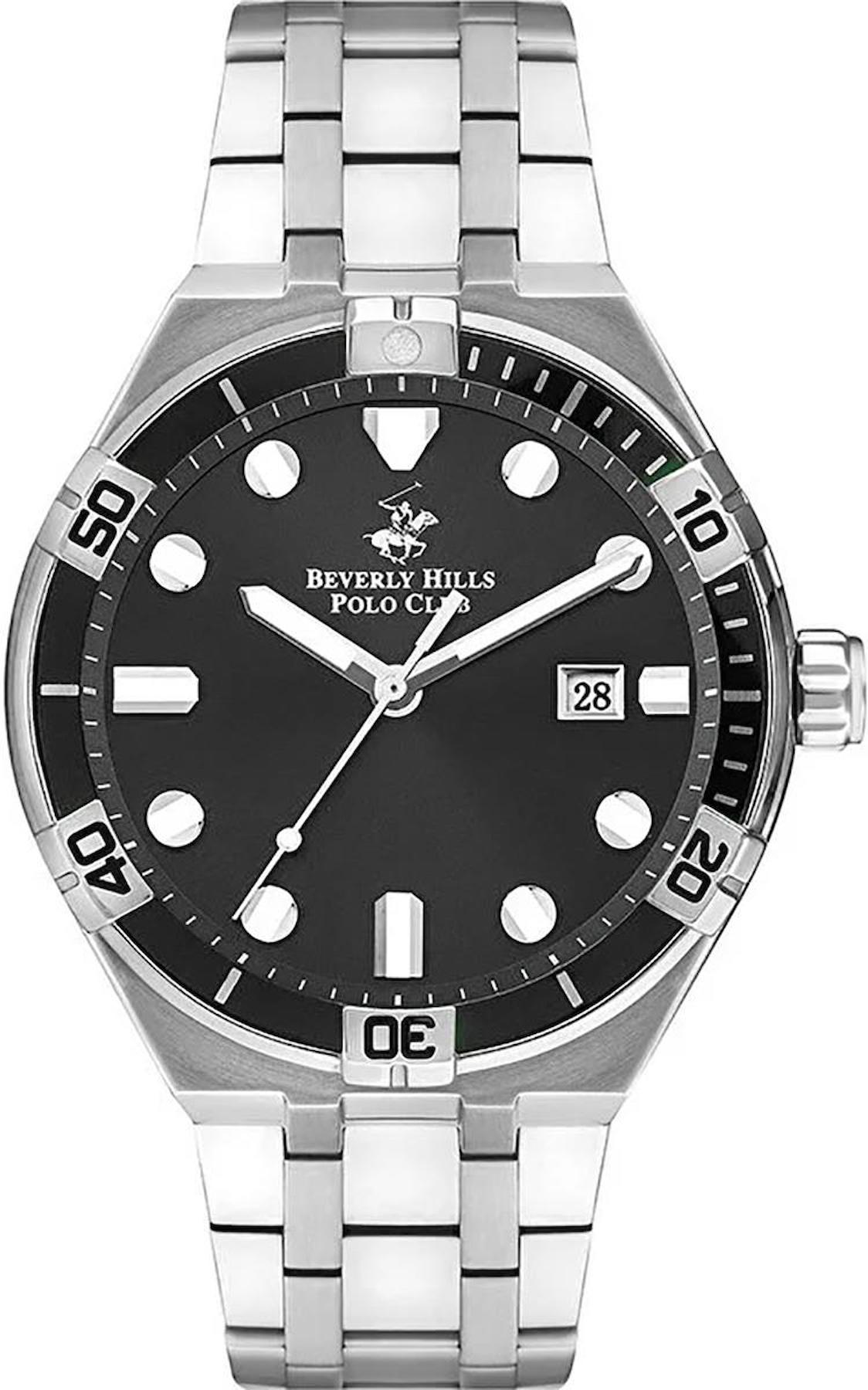 Beverly Hills Polo Club BP3404X350 Takvimli 54 mm Çelik Kordon Analog Erkek Kol Saati