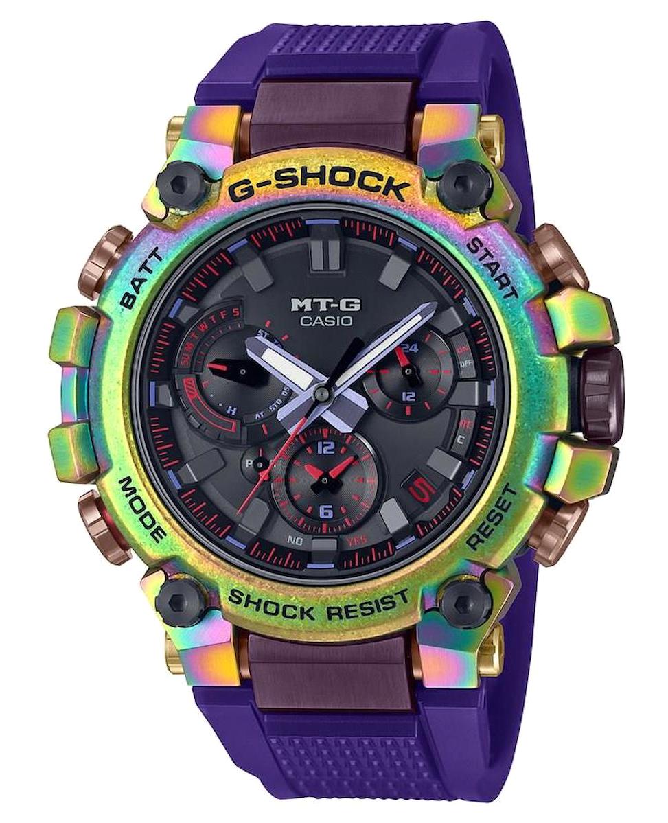 Casio MG-B3000PRB-1ADR Takvimli Mor Silikon Kordon Analog Kol Saati