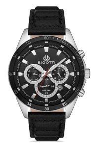 Bigotti BG.1.10321.1 Takvimli 45 mm Siyah Deri Kordon Analog Erkek Kol Saati