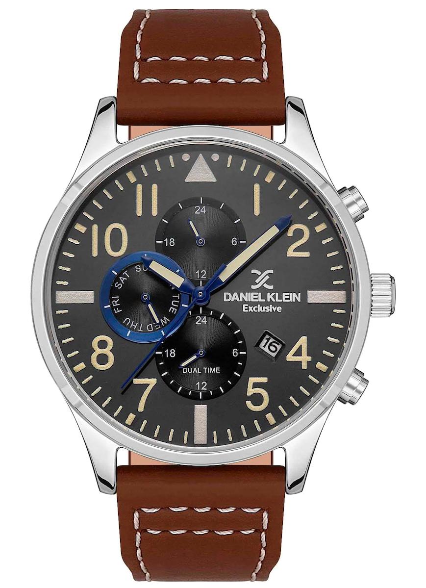 Daniel Klein DKE.1.10415-2 Takvimli Kahverengi Çelik Kordon Analog Erkek Kol Saati
