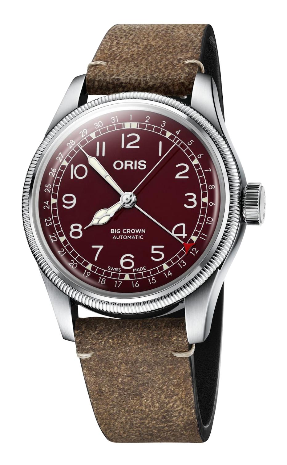 Oris Big Crown Pointer 40 mm Kahverengi Deri Kordon Analog Kol Saati