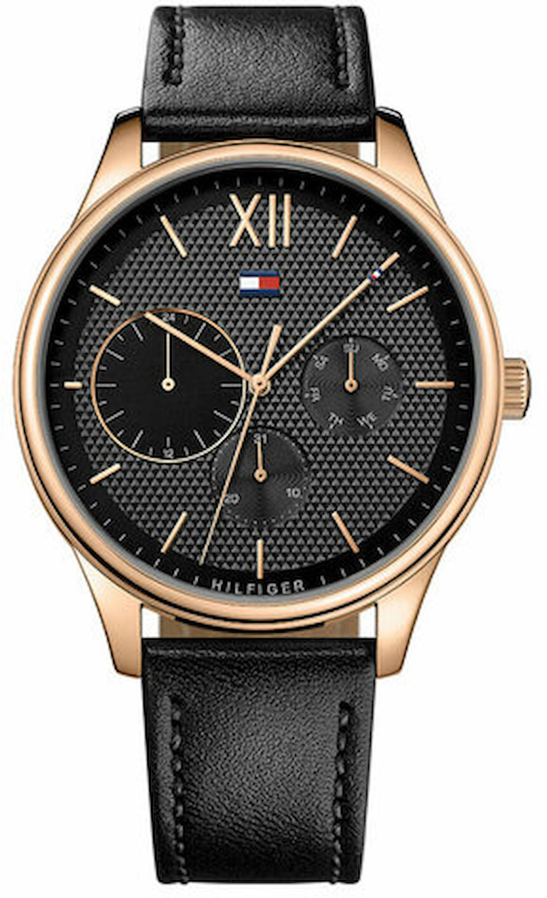 Tommy Hilfiger TH1791419 Takvimli 44 mm Siyah Deri Kordon Analog Kol Saati