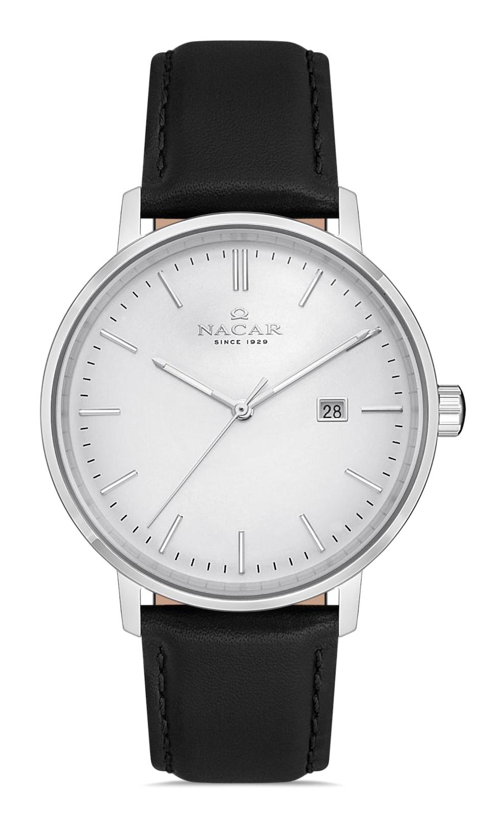 Nacar 3429B637AWL1 Takvimli 44 mm Siyah Çelik Kordon Analog Kol Saati