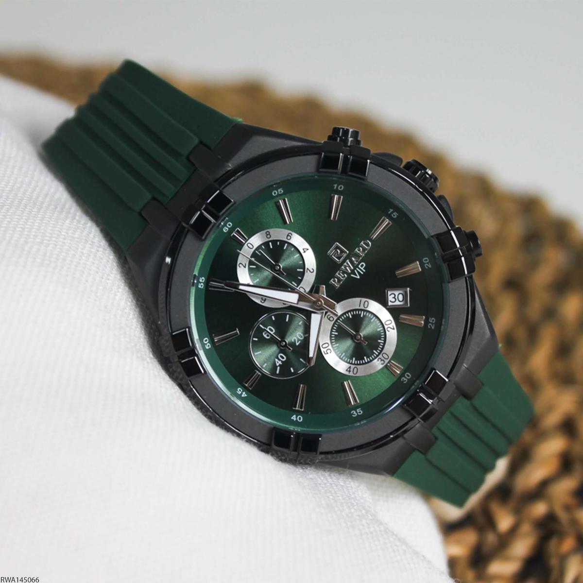 Reward RWA145066 Takvimli 45 mm Yeşil Silikon Kordon Analog Erkek Kol Saati