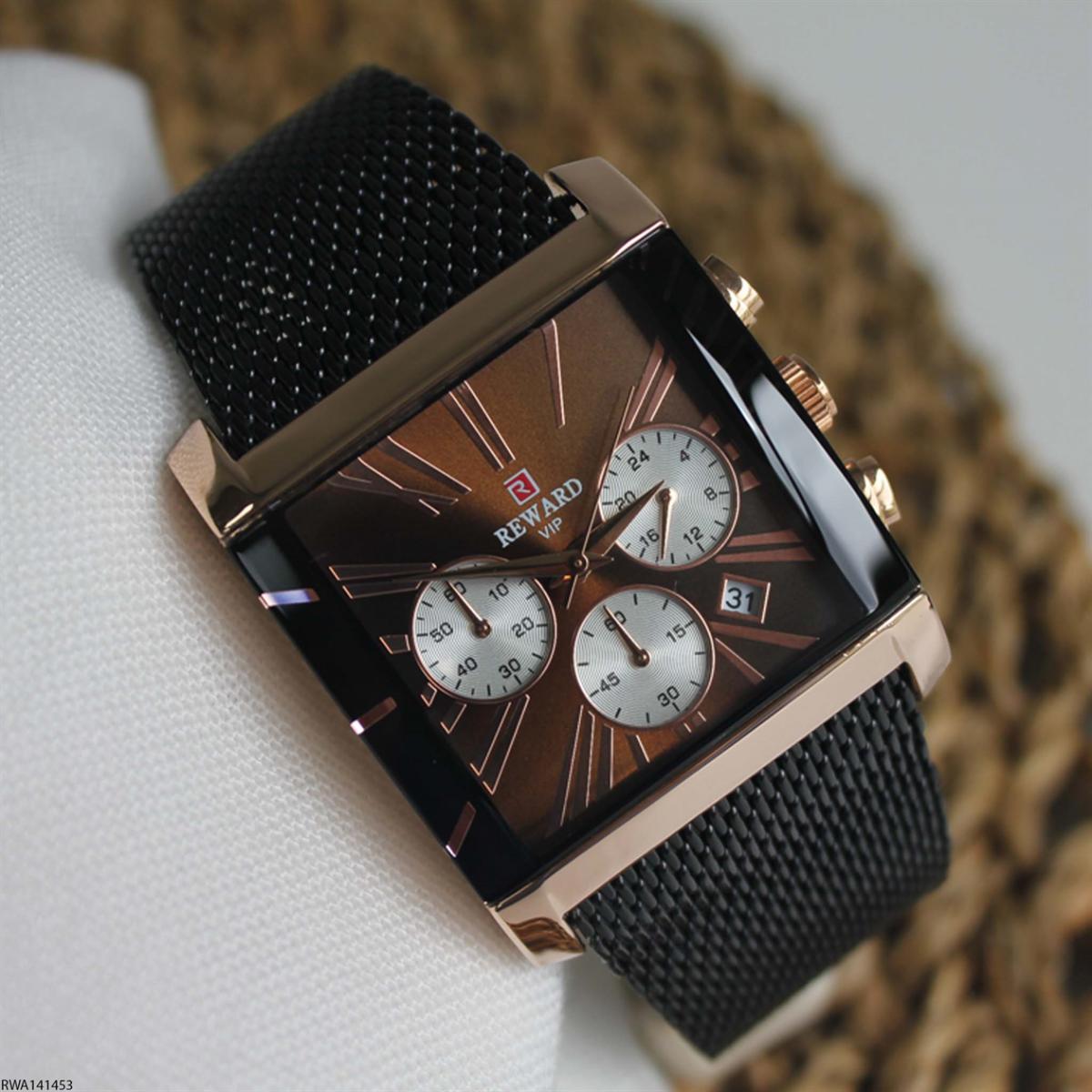 Reward RWA141453 Takvimli 37 mm Siyah Metal Kordon Analog Erkek Kol Saati
