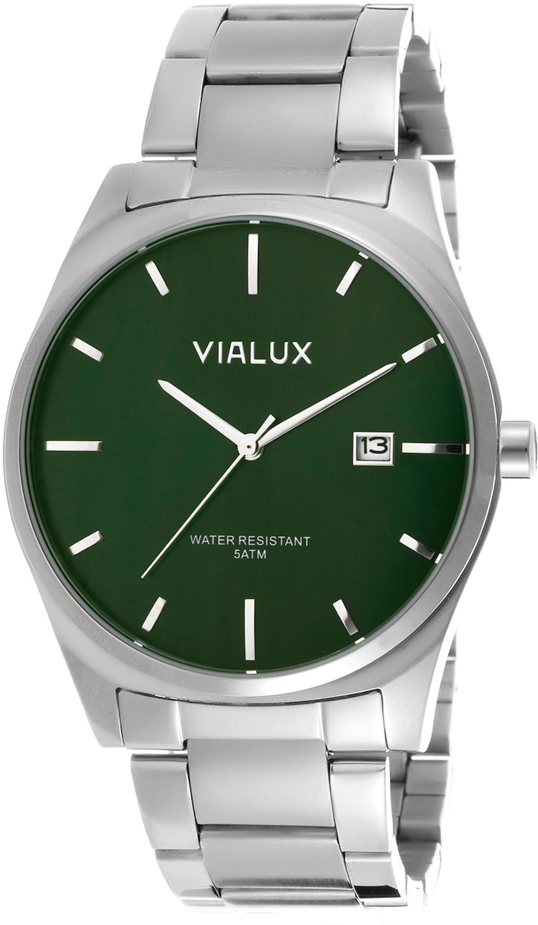 Vialux AS529S-15SS Takvimli 42 mm Çelik Kordon Analog Kol Saati
