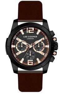 Lee Cooper LC07613.654-NM Takvimli 44 mm Kahverengi Deri Kordon Analog Erkek Kol Saati