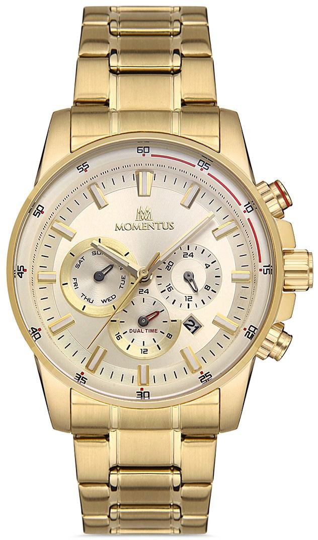 Momentus SC365G-08SG Takvimli 45 mm Altın Çelik Kordon Analog Kol Saati