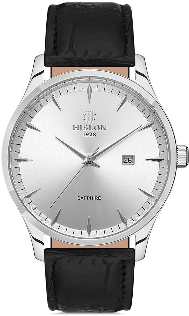 Hislon CL128S-03BS Takvimli 42 mm Siyah Deri Kordon Analog Kol Saati