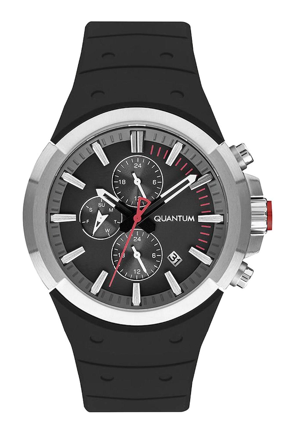 Quantum SW.PWG1004.651 45 mm Siyah Silikon Kordon Analog Erkek Kol Saati
