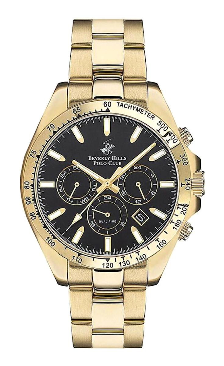 Beverly Hills Polo Club BP3127X150 Takvimli 42 mm Altın Plastik Kordon Analog Erkek Kol Saati