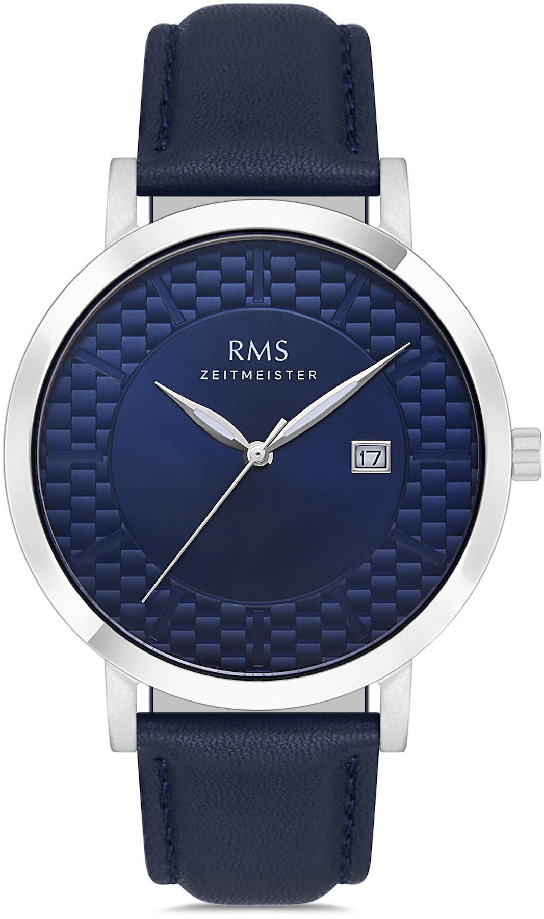 Romanson GR.1.AG1430.15 Takvimli 43 mm Lacivert Deri Kordon Analog Kol Saati
