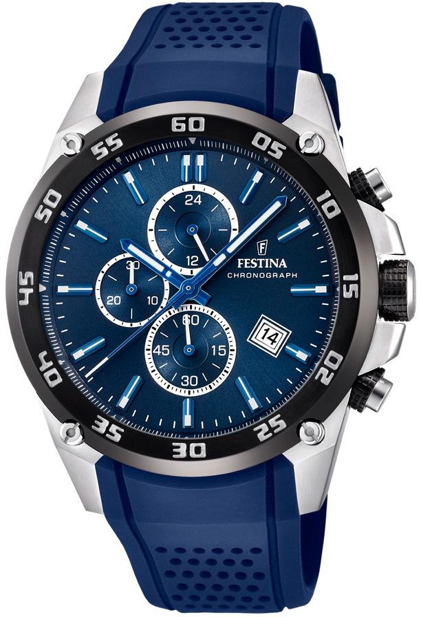 Festina F20330-2 Takvimli 47 mm Lacivert Silikon Kordon Analog Kol Saati