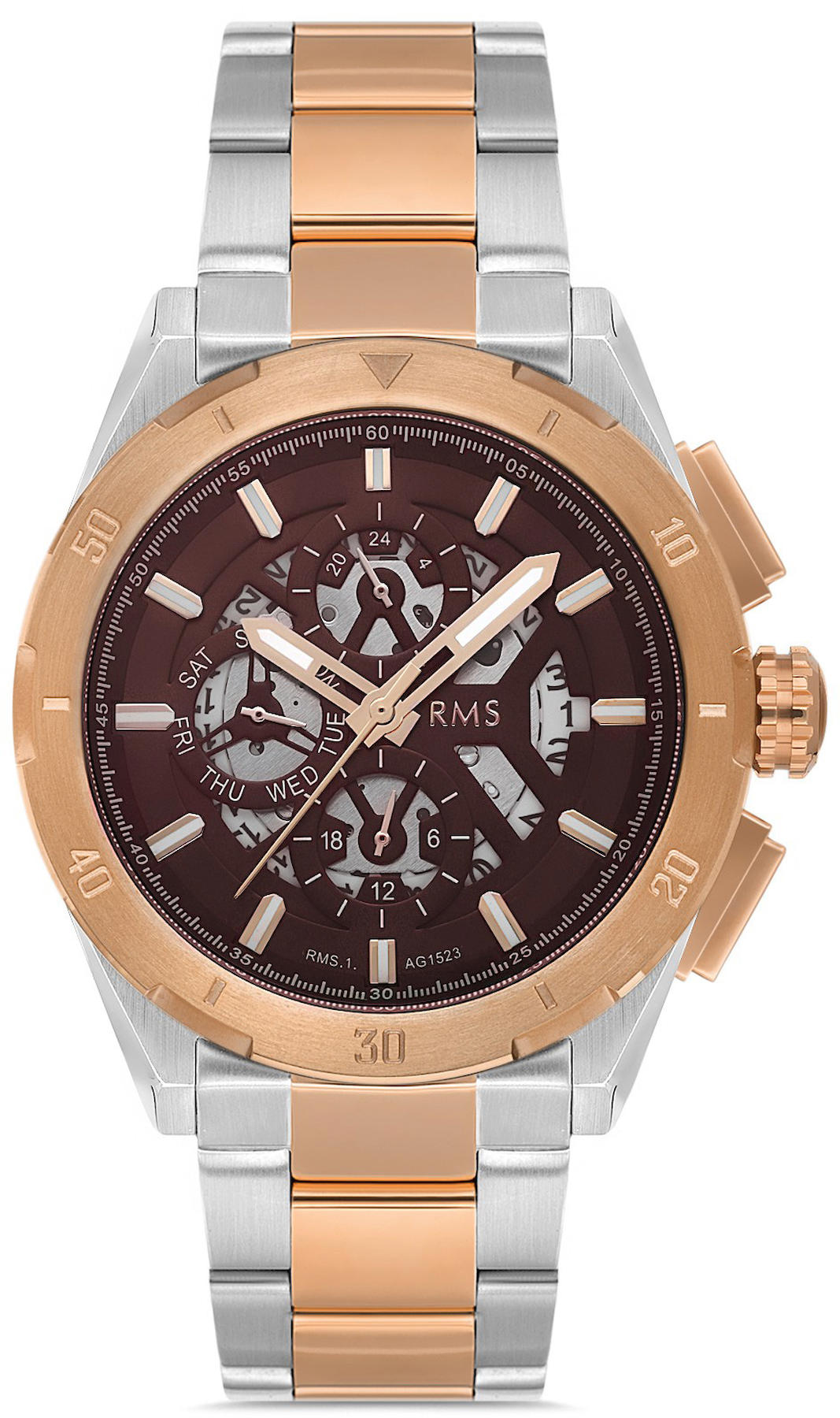 Romanson RMS.1.AG1523.07 Takvimli 44 mm Altın - Beyaz Çelik Kordon Analog Kol Saati