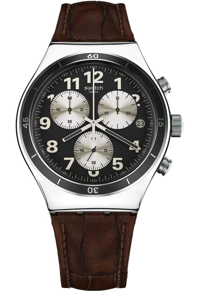Swatch YVS400 Takvimli 44 mm Siyah Silikon Kordon Analog Erkek Kol Saati