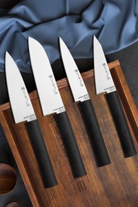 CASTLE KITCHEN Storm Serisi 4 Parça Mutfak Bıçak Seti Santaku Şef Et Ekmek Sebze Meyve Bıçak