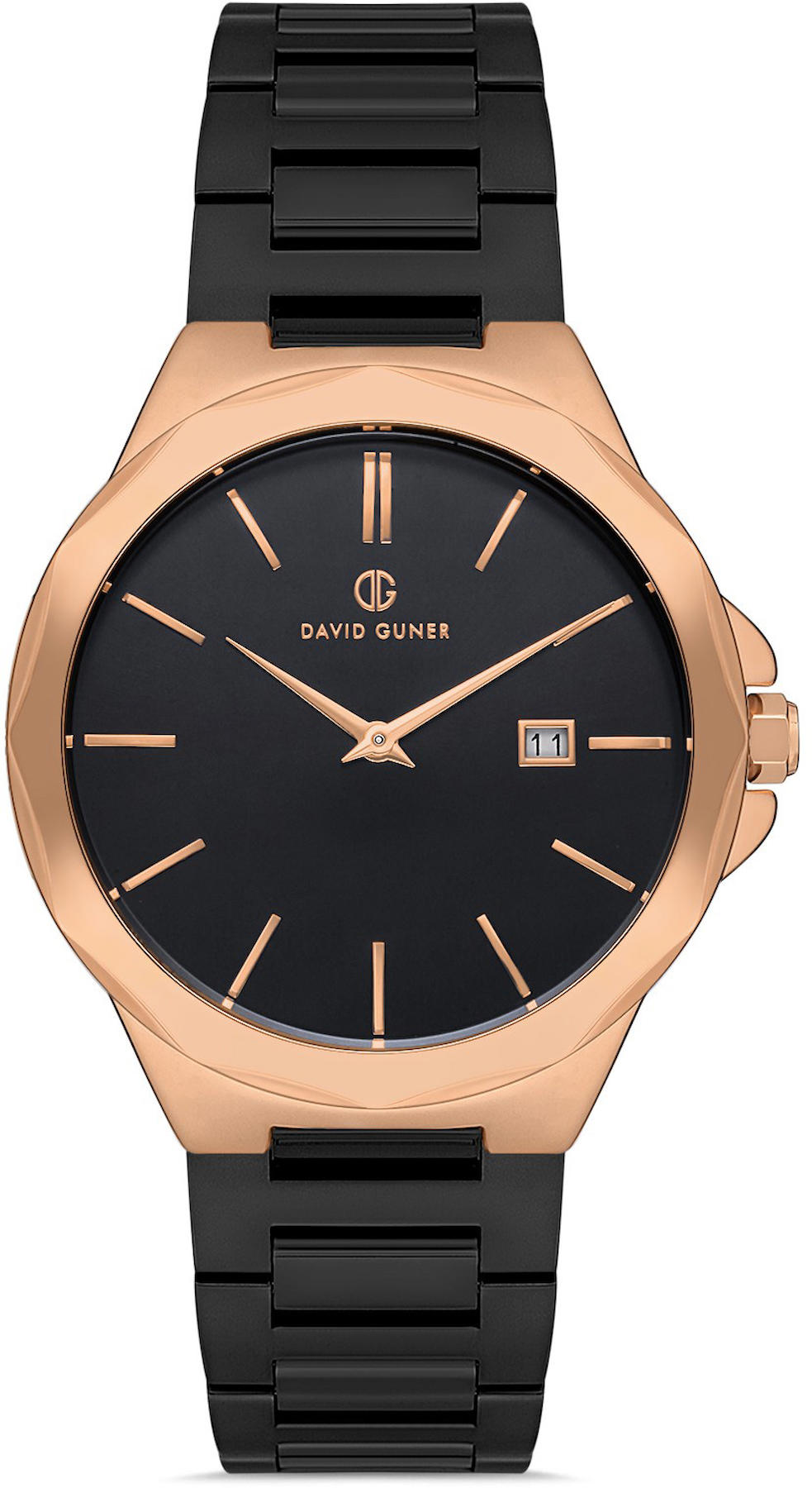 David Guner DG-8421GA-R2 Takvimli 42 mm Siyah Çelik Kordon Analog Kol Saati