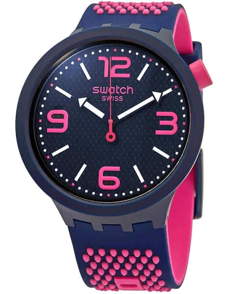 Swatch SO27N103 Takvimli 44 mm Mavi-Pembe Silikon Kordon Analog Erkek Kol Saati