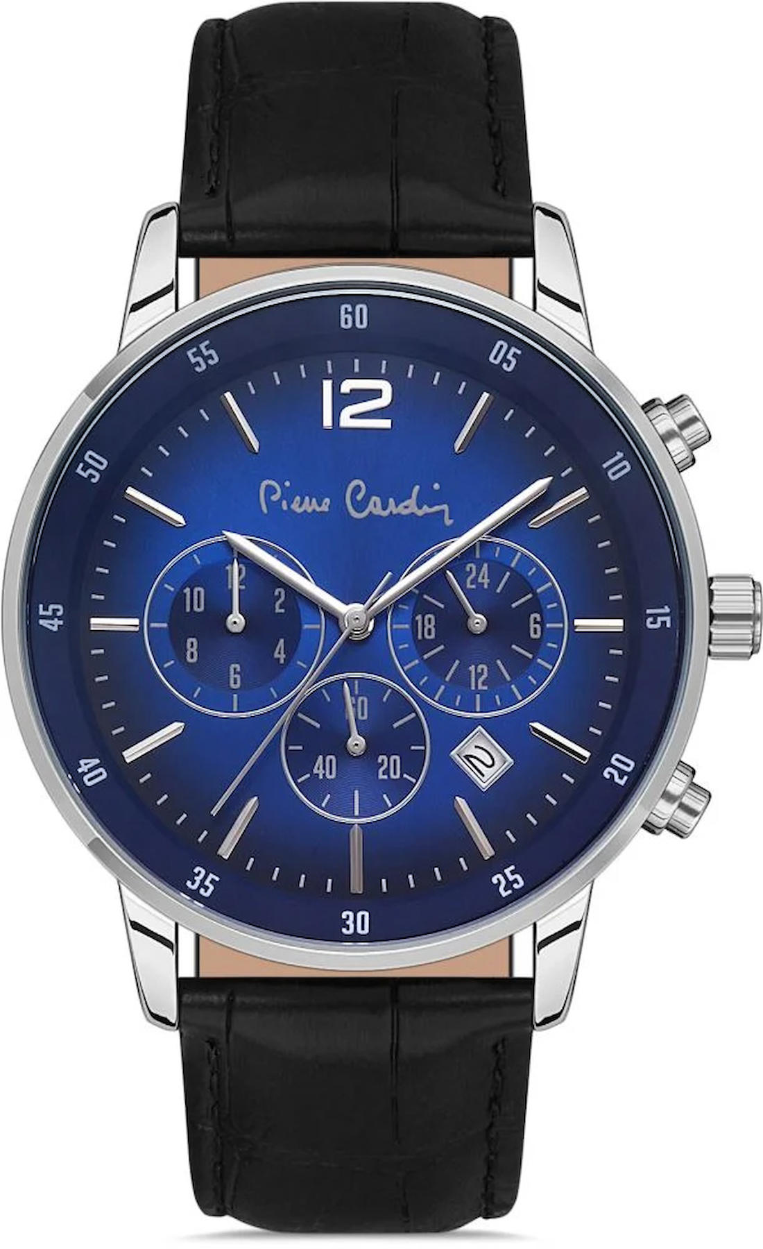 Pierre Cardin PC800501F01 Takvimli 44 mm Siyah Deri Kordon Analog Kol Saati