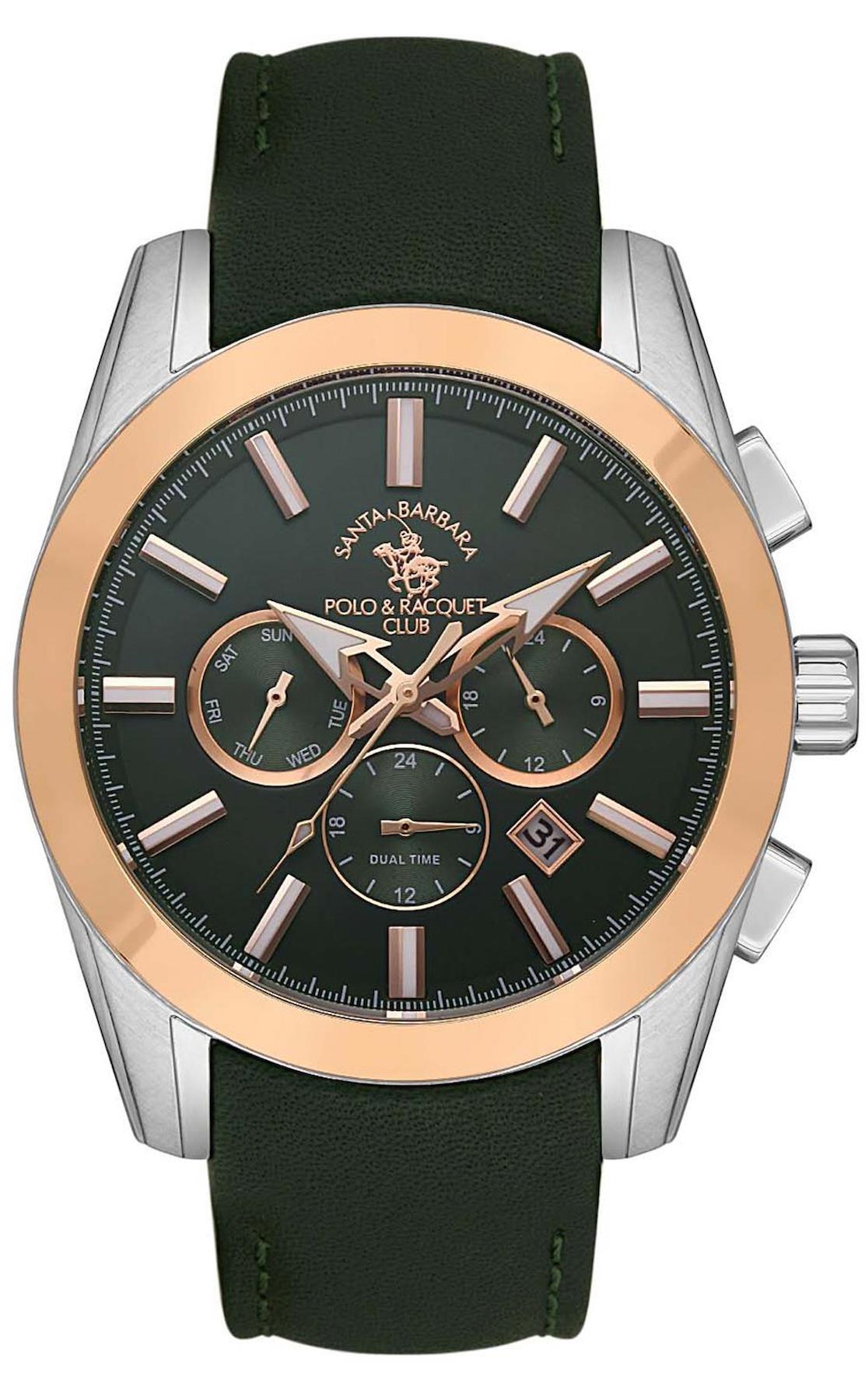Santa Barbara Polo & Racquet Club SB.1.10444.3 Takvimli Yeşil Metal Kordon Analog Erkek Kol Saati
